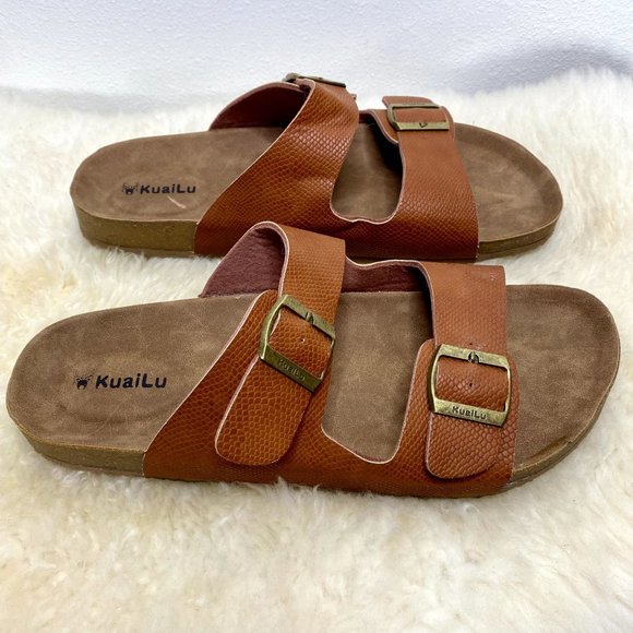 KuaiLu Brown Buckle Sandals - Picture 1 of 5